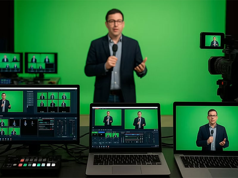 Green screen and backgrounds live streaming