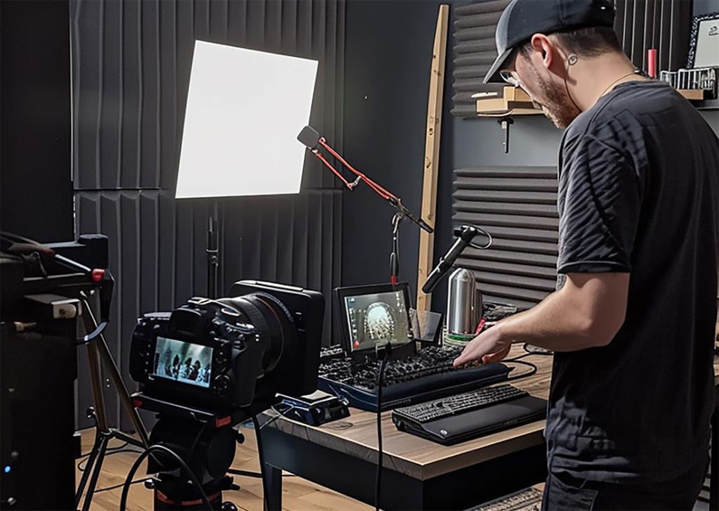 A man operating an audio device