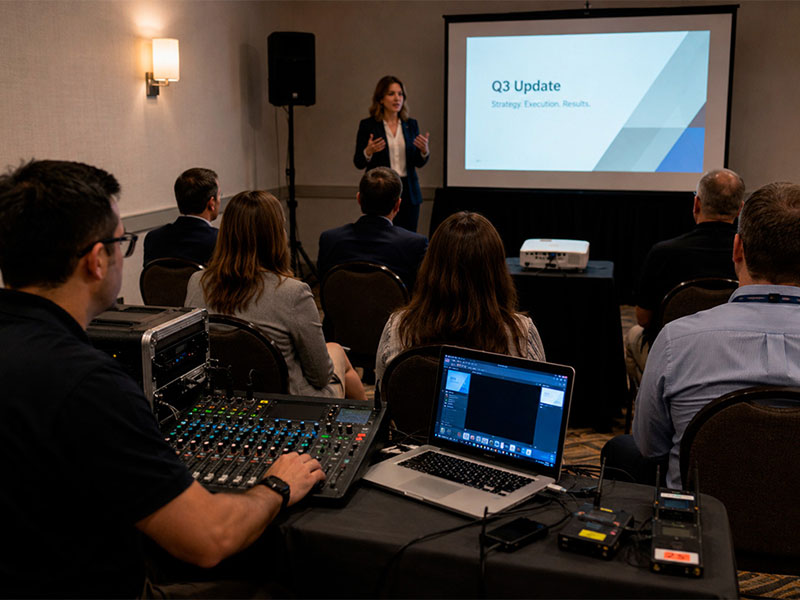 Featured image for “Why “Simple” Corporate Events Still Need Professional AV Support”